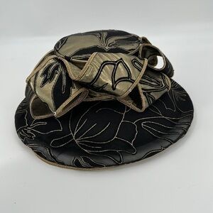 Ms. Divine Gold & Black Brimmed Church Hat NWT